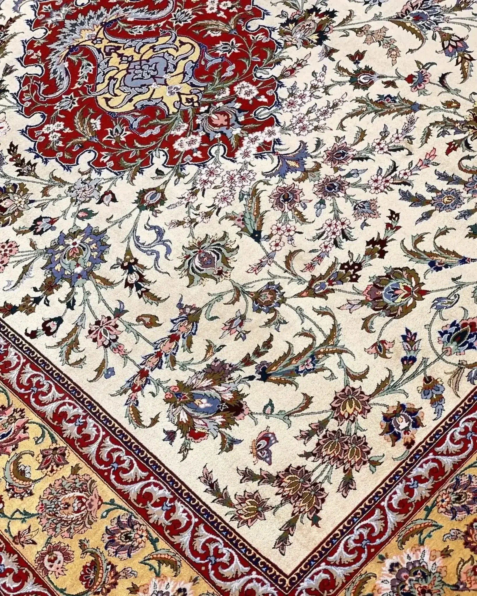 "Unique Persian Rug - Alvandie Isfahan Carpet, Fine Silk and Wool Blend, Knotted by Hand"